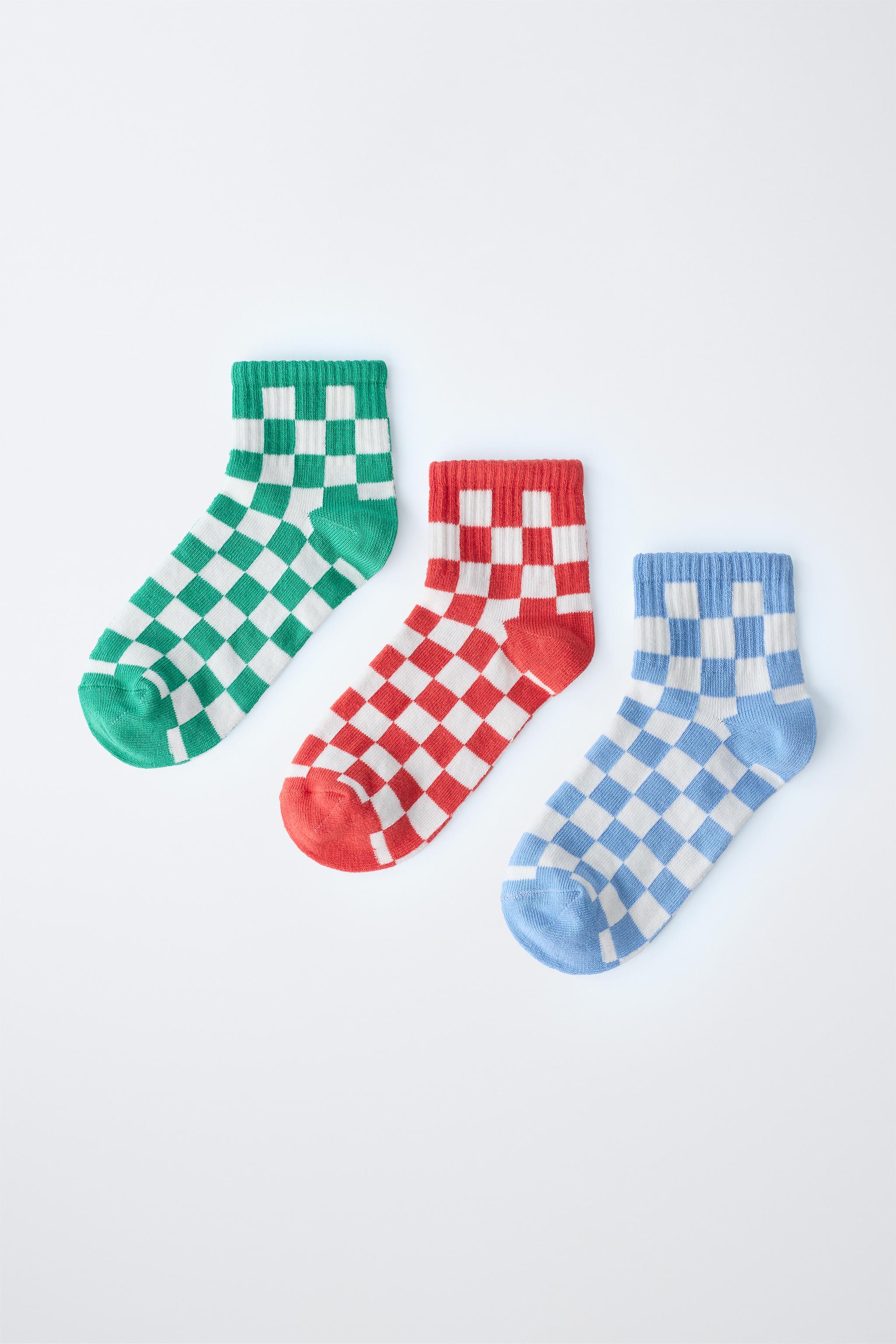 THREE-PACK OF SHORT CHECKERED SOCKS